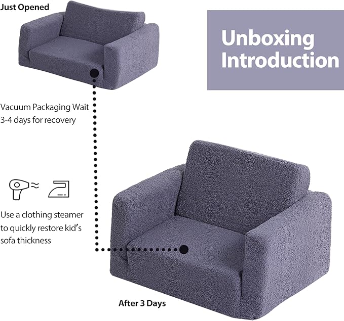 Tiita Kids Sofa, 2-in-1 Kid Chairs, Convertible Children Couch to Lounger - Image 8