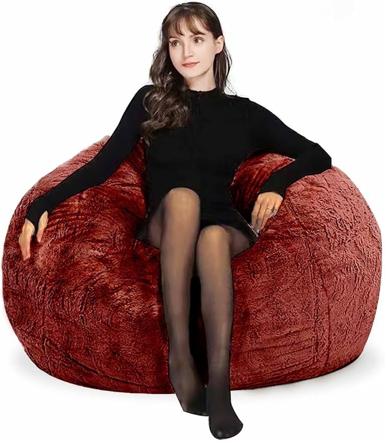 Bean Bag Chair for Adults Kids Without Filling Comfy Fluffy Round Beanbag Couch by FunnyFurnitureforYourHous