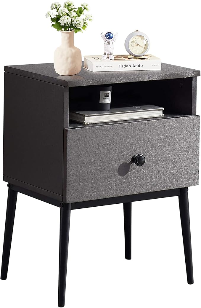 VECELO Modern Wood Night Stand, Square End Table Side Table by VECELO