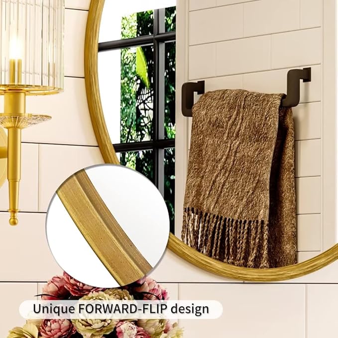 Growsun 15.7'' Retro Gold Round Mirror Circle Wall Mirror - Image 3