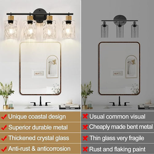 2025 Upgrade Bathroom Light Fixtures, 4-Light Coastal Vanity Lights - Image 2