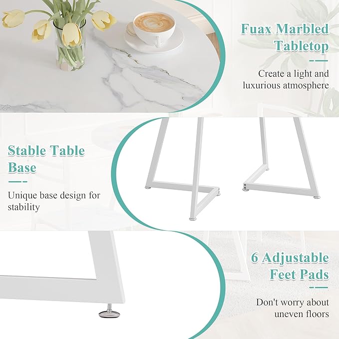 VECELO Small Round Dining Table Set - Image 6