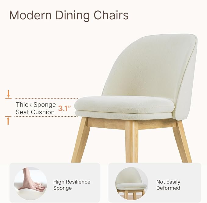 Wooden Dining Chairs Set of 2, Fabric Upholstered Modern Dining Room Chairs - Image 4