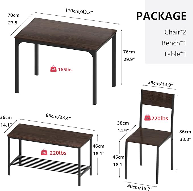 SogesHome Kitchen Table Set for 4, Compact Dining Table Chair Set - Image 4