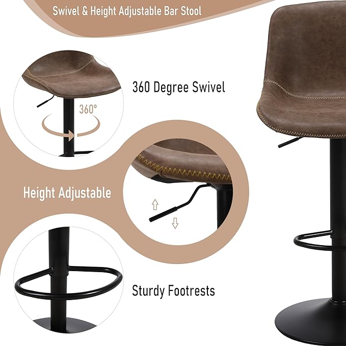 Bar Stools, Swivel Counter Height Barstools - Image 5