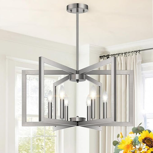 25" Modern Brushed Nickel Chandelier by BringBrightnesstoYourLife