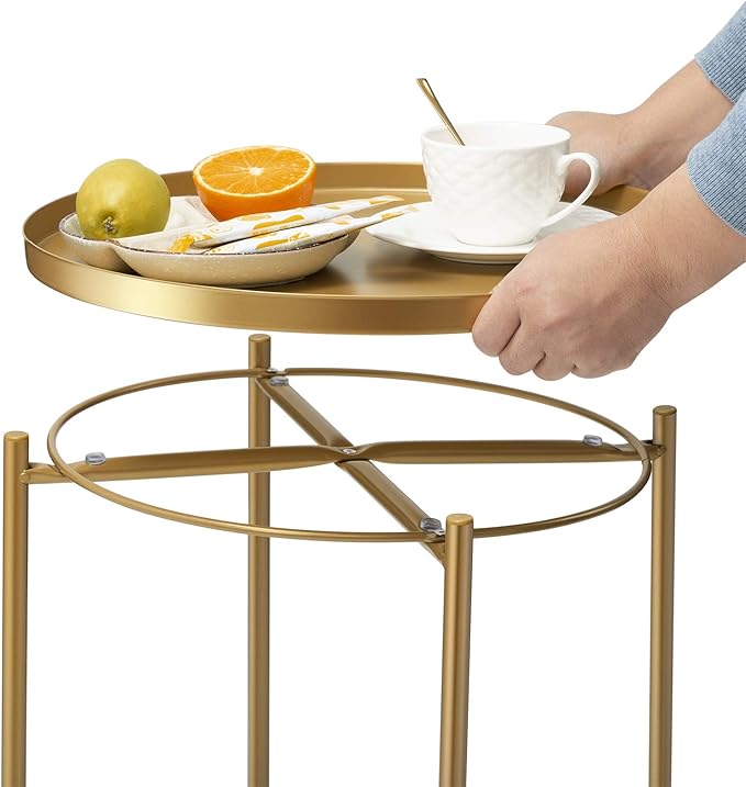 danpinera Gold Side Table, End Table - Image 7