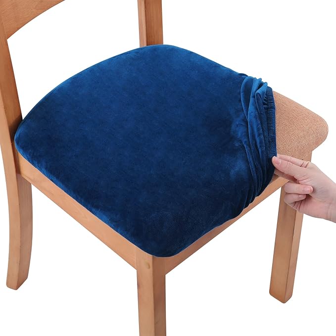 Smiry Velvet Seat Covers for Dining Room Chair Set of 4, Stretch Fit Removable by Smiry