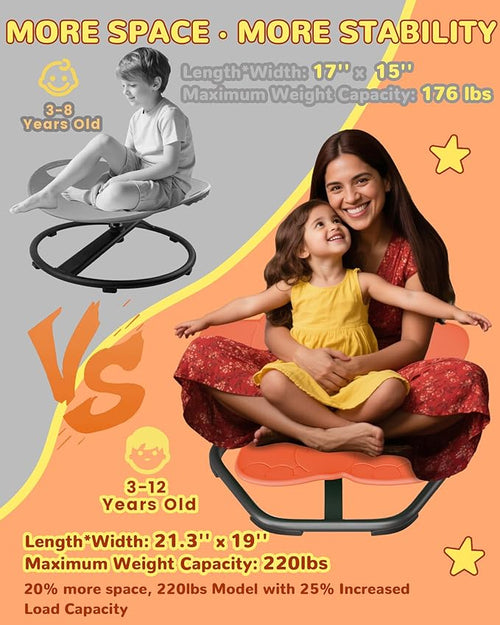 21" L × 19" W Spinning Chair for Autistic Kids, Sensory Toys for Kids - Image 2