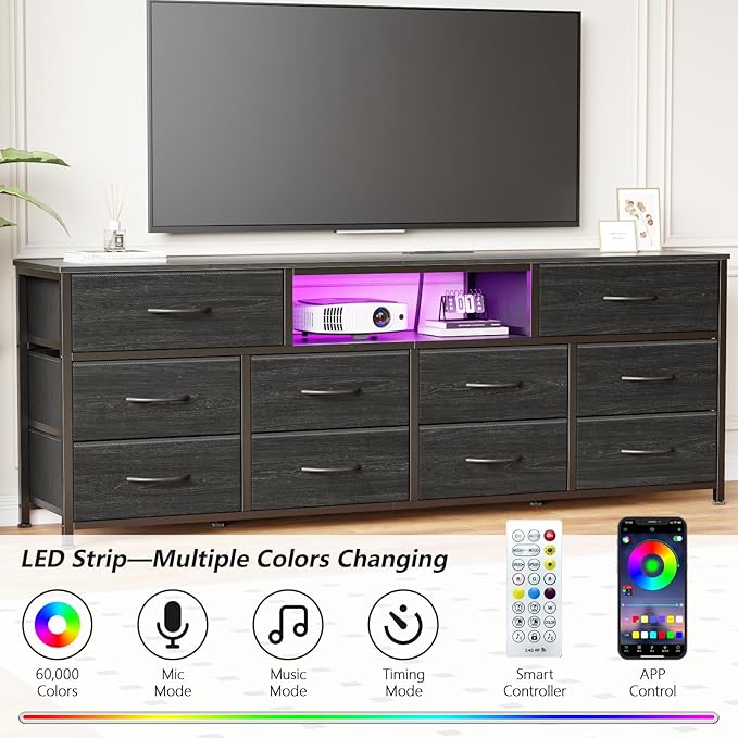 Furnulem 63” Long Dresser for Bedroom, TV Stand for 65 to 75 inch TV, Chest of - Image 4