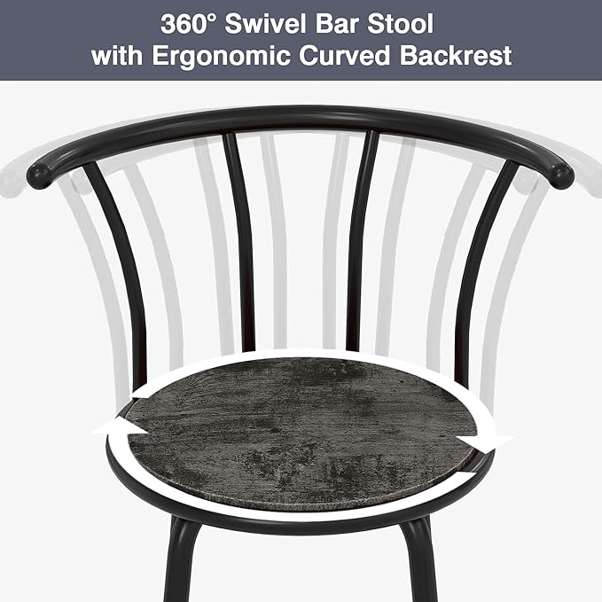 VECELO Bar Stools Set of 2, Swivel Counter Barstools - Image 5