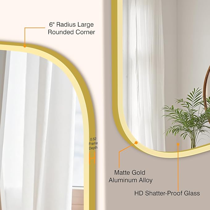 Bathroom Mirrors for Over Sink, 26x38 Gold Vanity Mirror for Bathroom Sink - Image 3