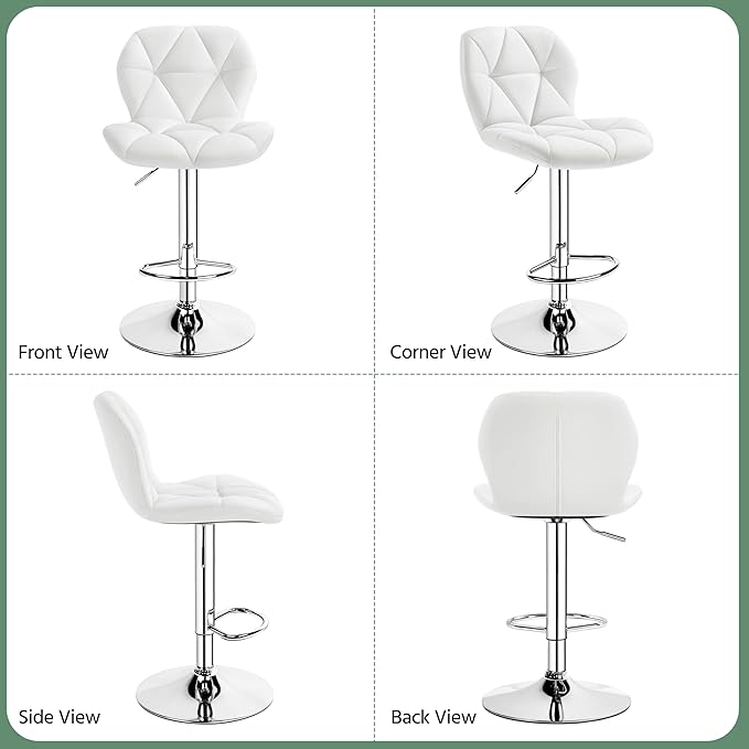 Yaheetech Bar Stools Set of 4, Adjustable PU Leather Swivel Barstools, Modern - Image 4