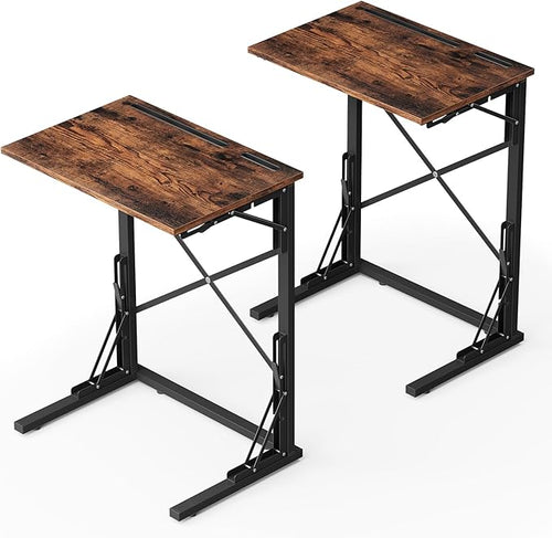 21''Wx28''H Folding TV Tray Set of 2, Small Foldable C-Shaped Tray Table by Evermagin