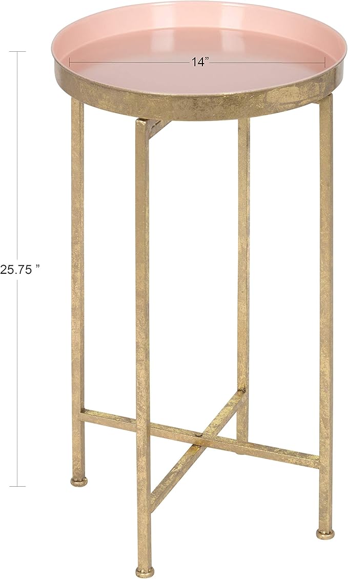 Kate and Laurel Celia Round Metal Foldable Tray Accent Table - Image 3
