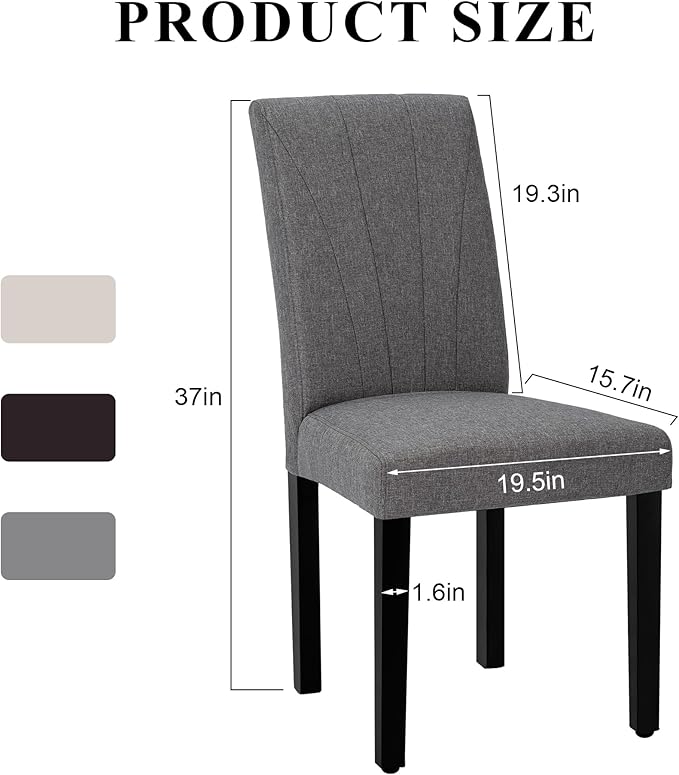 VECELO Upholstered Dining Chairs Set of 2, Modern Fabric and High Back & Solid - Image 2