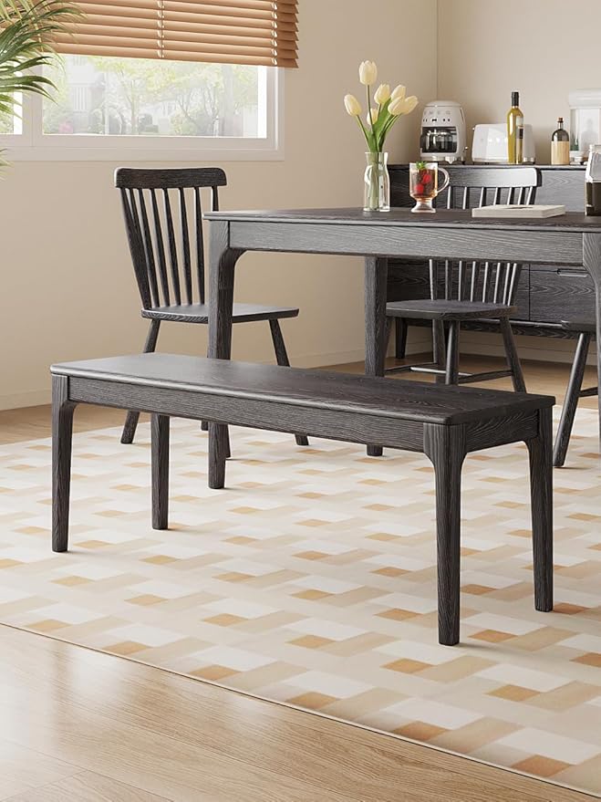 Dining Bench, Wood Bench Solid Oak Wooden Bench Indoor Dining Room Table Home - Image 7
