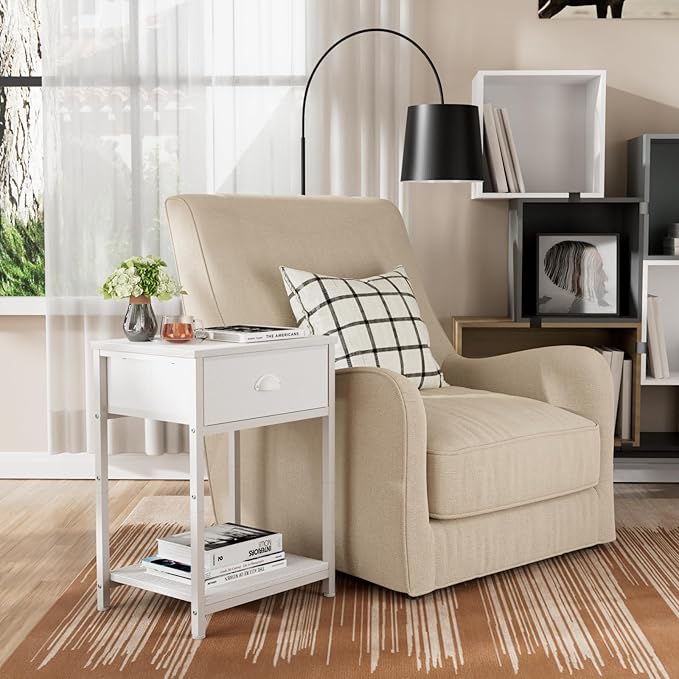 Furologee White Nightstands Set of 2, End Table - Image 8