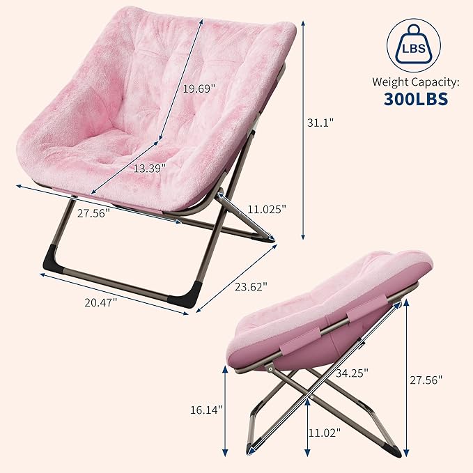 Comfy Chair for Adults, Foldable Living Room Chairs, Soft Faux Fur Folding - Image 2
