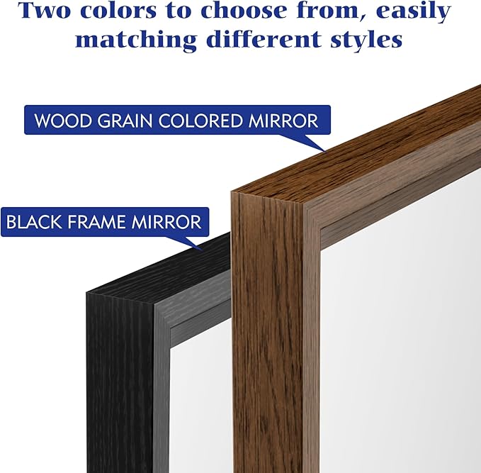Rectangle Bathroom Mirror 40x36 Inch, Walnut Wood Grain Framed, Anti-Rust & 4mm - Image 7