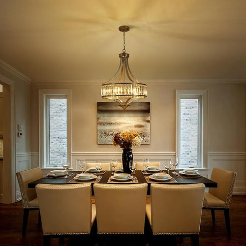 20" Brushed Nickel Chandeliers for Dining Room, 5-Light Modern Crystal - Image 2