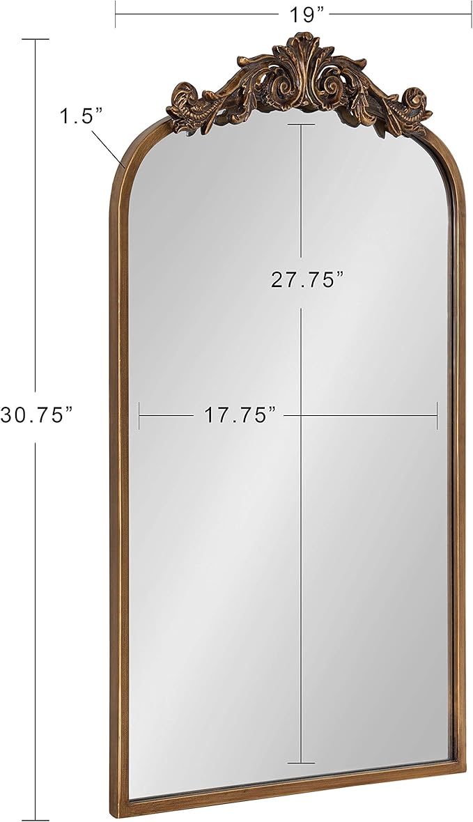 Kate and Laurel Arendahl Traditional Arch Mirror, Baroque Inspired Wall Decor - Image 8