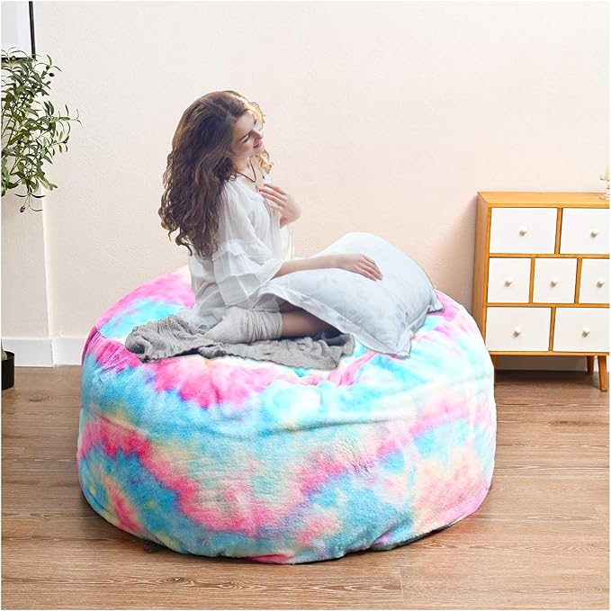 Bean Bag Chair for Adults Kids Without Filling Comfy Fluffy Giant Round Beanbag by FunnyFurnitureforYourHous