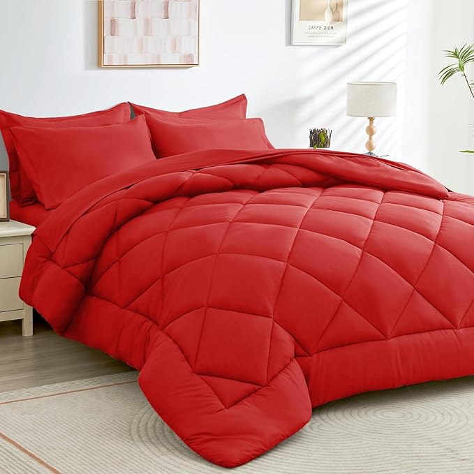 HEVUMYI Red Cali-King Comforter Set by HEVUMYI
