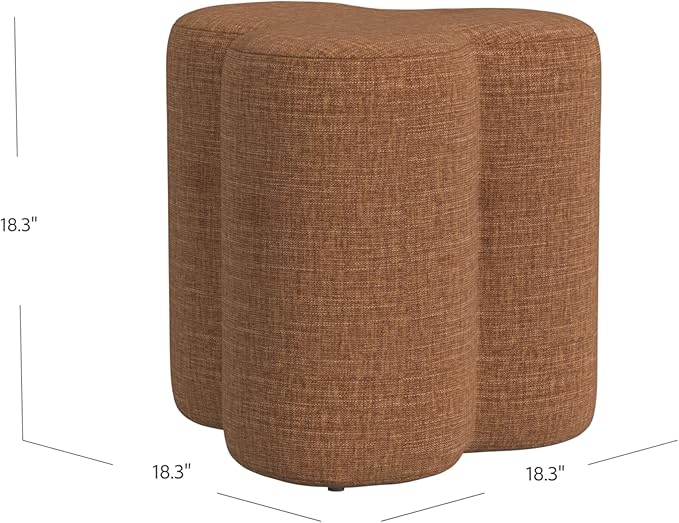 HomePop Upholstered Clover Shaped Ottoman Home Décor | Foot Rest Pouf – Rust - Image 3