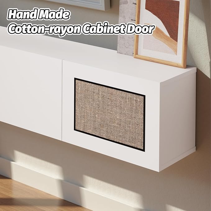 Pmnianhua Boho Floating TV Stand 70", Modern Wall Mounted Media Console - Image 7