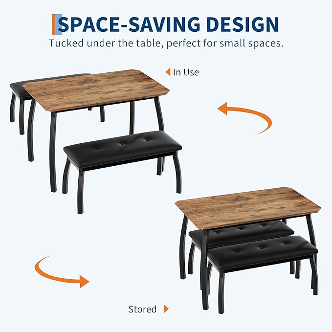 GAOMON Dining Table Set for 4, Metal Frame Kitchen Table Set - Image 4