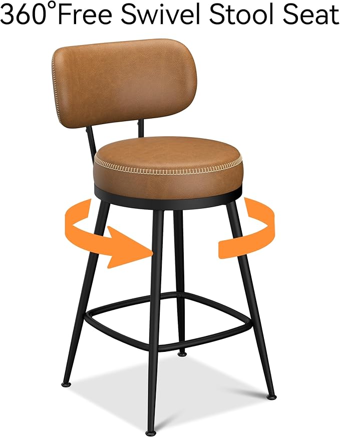 Counter Height Bar Stools, Faux Leather Kitchen Counter Stools - Image 6