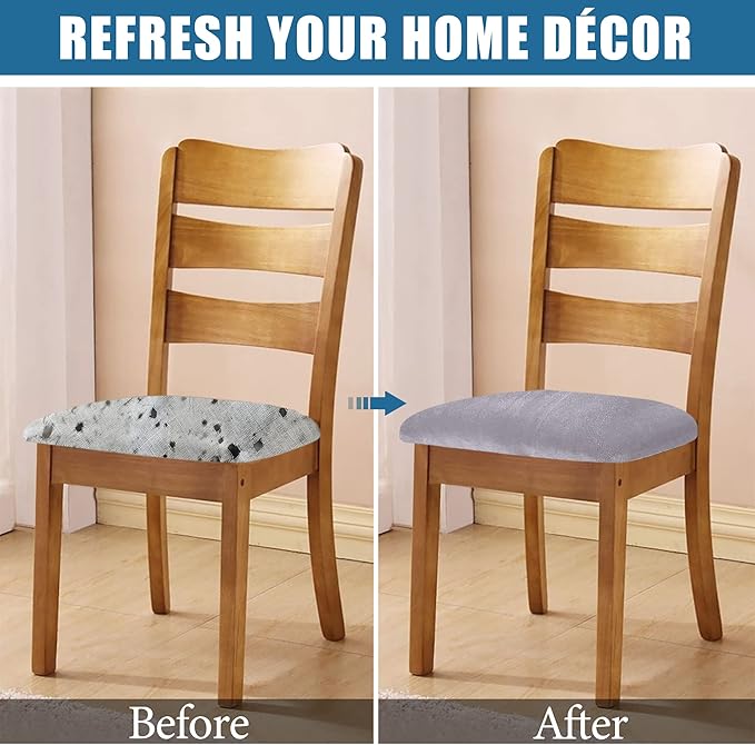 Smiry Velvet Seat Covers for Dining Room Chair Set of 2, Stretch Fit Removable - Image 5