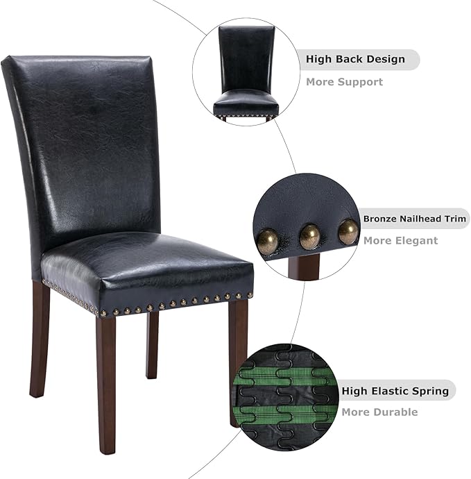 COLAMY Upholstered Parsons Dining Chairs Set of 6, PU Leather Dining Room - Image 7