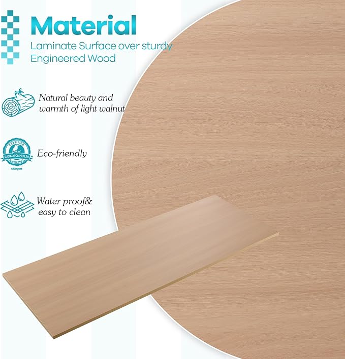 Kaboon Universal Tabletop 60"x18", Solid One-Piece Melamine Table Top, L-Desk - Image 4
