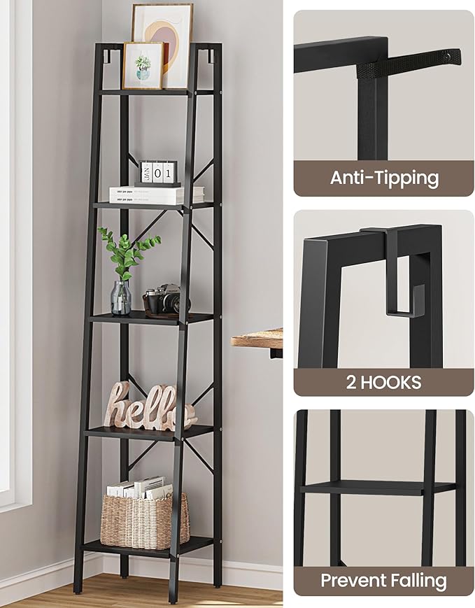 Ladder Shelf, Bookshelf Bookcase, Freestanding Corner Storage Shelve - Image 7