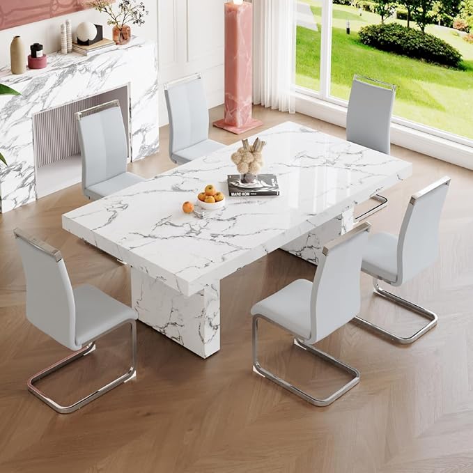 Dining Chairs Set of 6, Faux Leather - Image 2