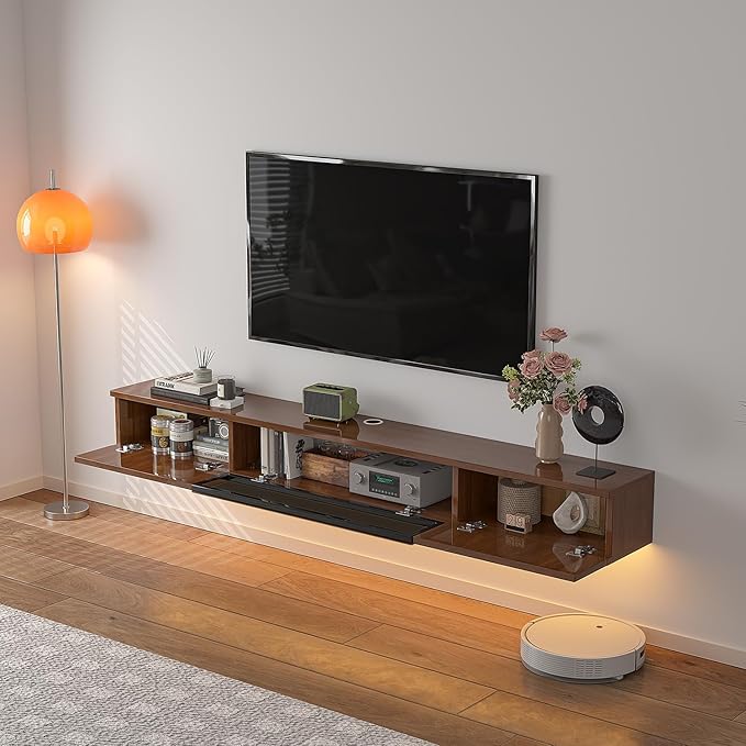 High Gloss Floating TV Stand, Under TV Floating Shelf, Floating TV Cabinet - Image 4