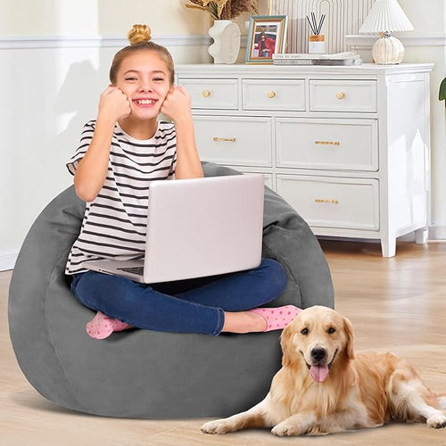 2FT Bean Bag Chair with Ultra Soft Velvet Cover Bean Bag Sofa with Memory Foam - Image 2