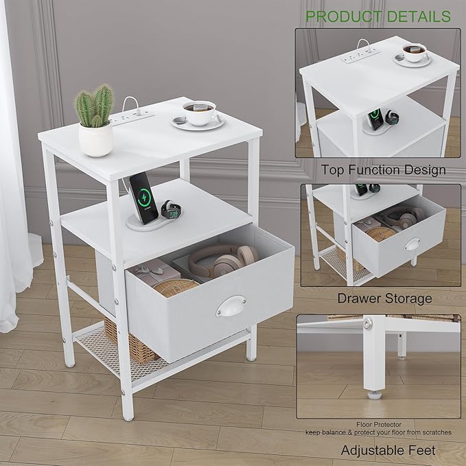 Sthmec Nightstands Set of 2, LED Bedside Tables - Image 5