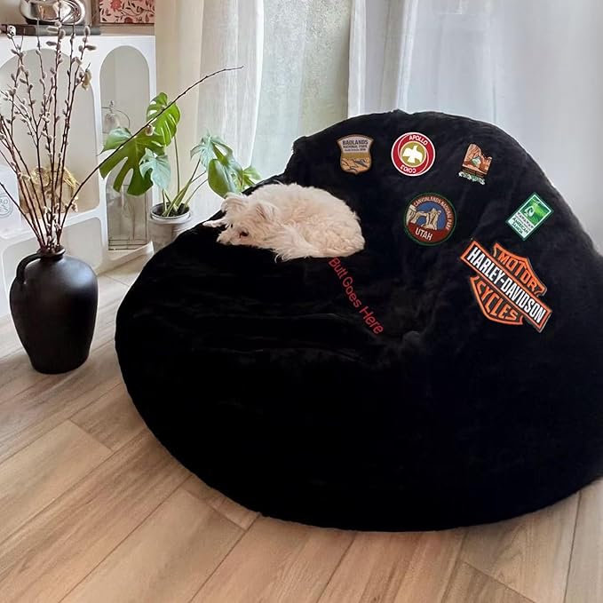 Bean Bag Chair for Adults Kids Without Filling Comfy Fluffy Giant Round Beanbag - Image 4