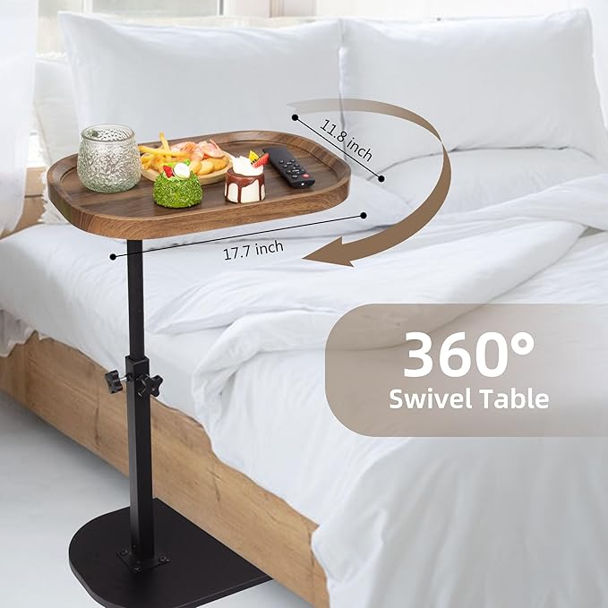 Aoligrace Side Table Adjustable Height, 360°Swivel C Shaped End Table - Image 6