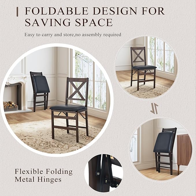 COLAMY Folding Dining Chairs Set of 4, Foldable Chairs - Image 5