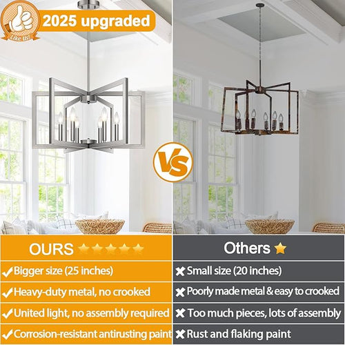 25" Modern Brushed Nickel Chandelier - Image 2
