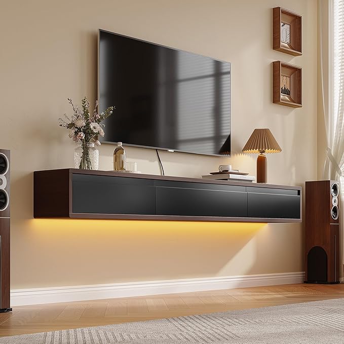 Floating TV Stand Matte Finish, Floating TV Console, Under TV Shelf by FloatiCasa