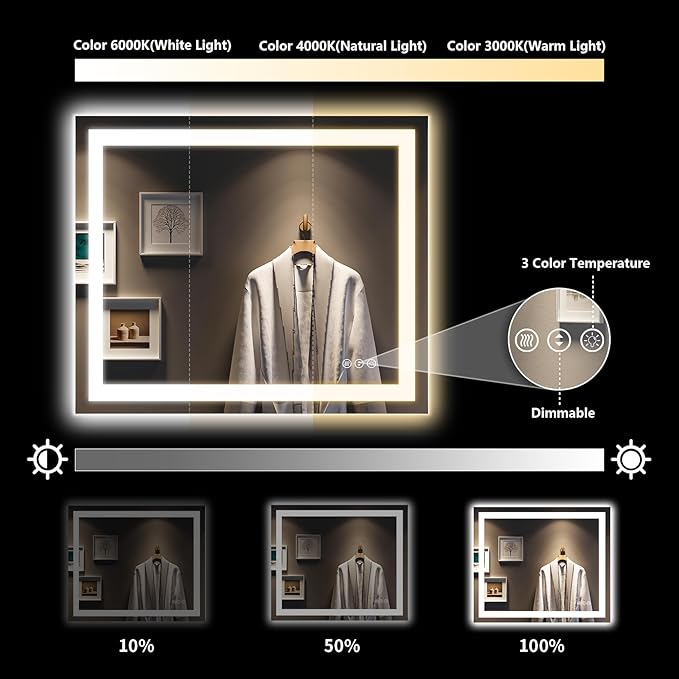 36x30 Inch LED Bathroom Mirror - Image 4