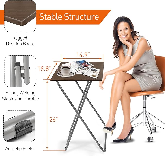 Garden 4 you 25In Portable Folding TV Tray Table on Bed & Sofa, TV Dinner Tray - Image 3