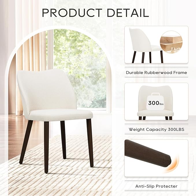 COLAMY Upholstered Dining Chairs Set of 6, Modern Fabric Dining Room Kitchen - Image 5