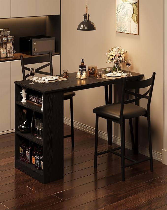 GAOMON 3 Piece Bar Table Set for 2, Bar Table and Chairs Set by GAOMON