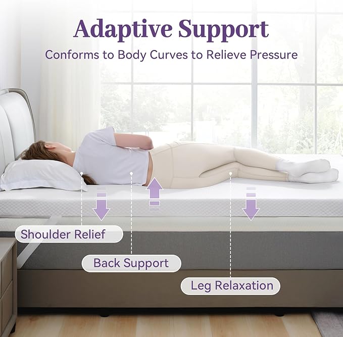 SINWEEK 3 Inch Gel Memory Foam Mattress Topper Queen Size, Ventilated High - Image 2